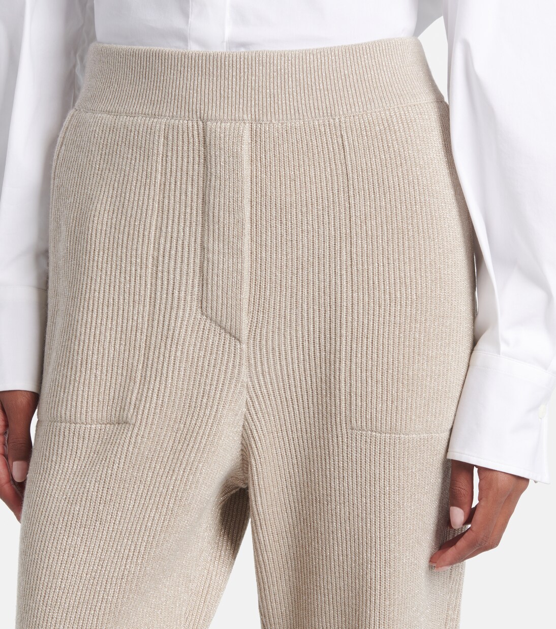 Ribbed-knit cashmere-blend tapered pants | Brunello Cucinelli