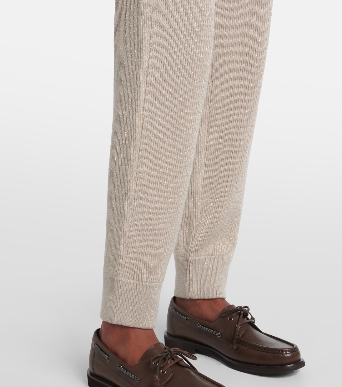 Ribbed-knit cashmere-blend tapered pants | Brunello Cucinelli