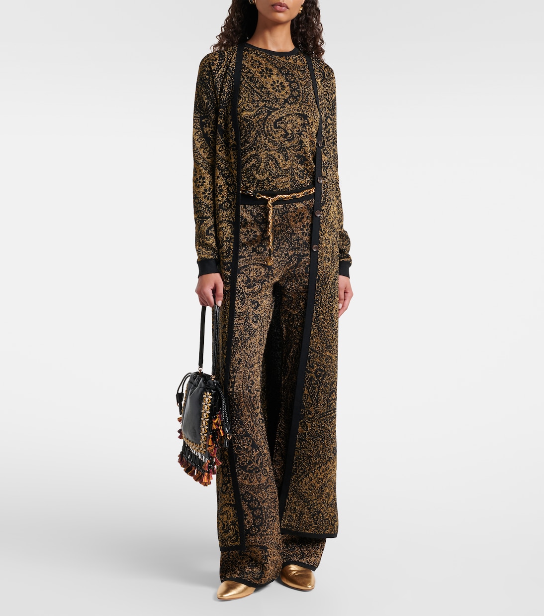 Paisley wool-blend lamé flared pants | Etro