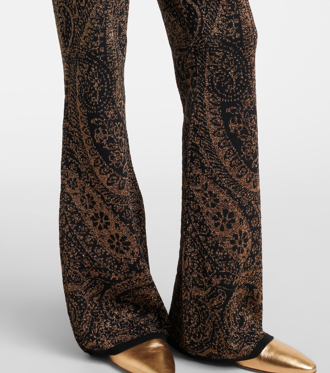 Paisley wool-blend lamé flared pants | Etro