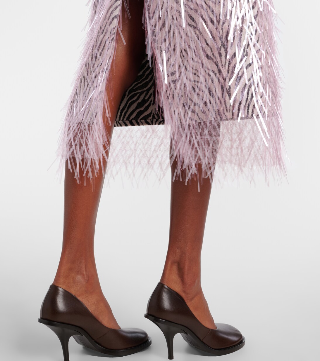 Fringed zebra-print midi skirt | Jacques Wei