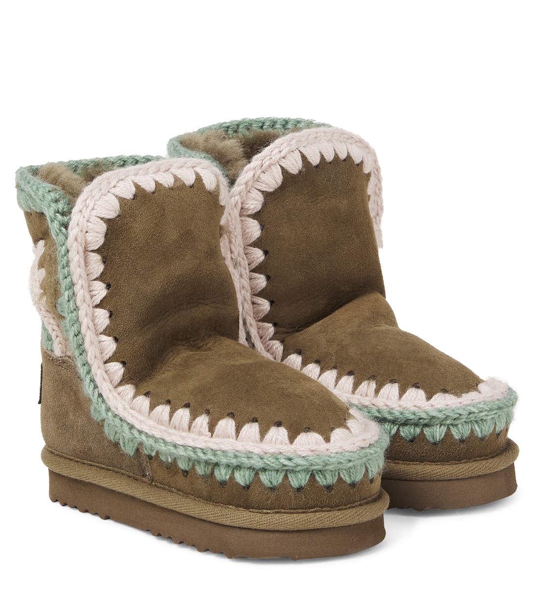 Embroidered shearling-lined suede boots | Mou Kids