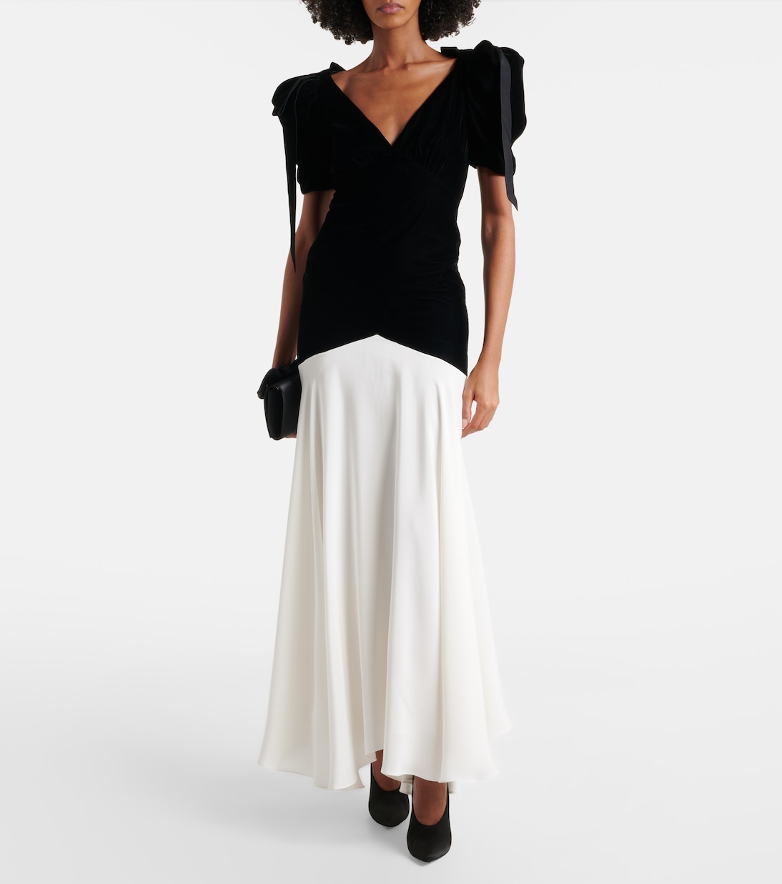 Bow-detail silk crêpe and velvet gown | Rodarte