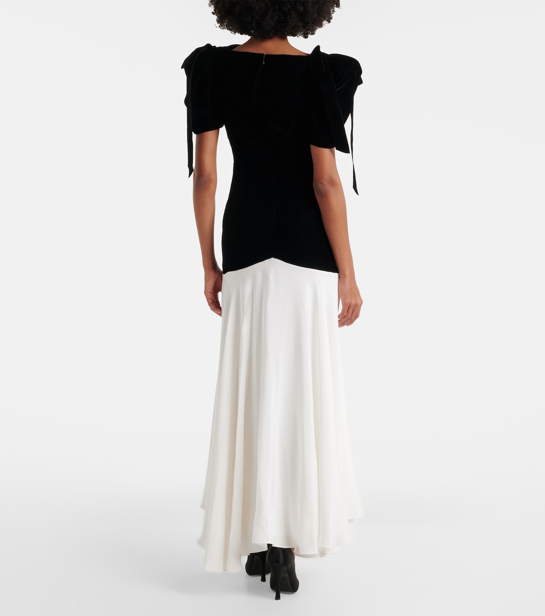 Bow-detail silk crêpe and velvet gown | Rodarte