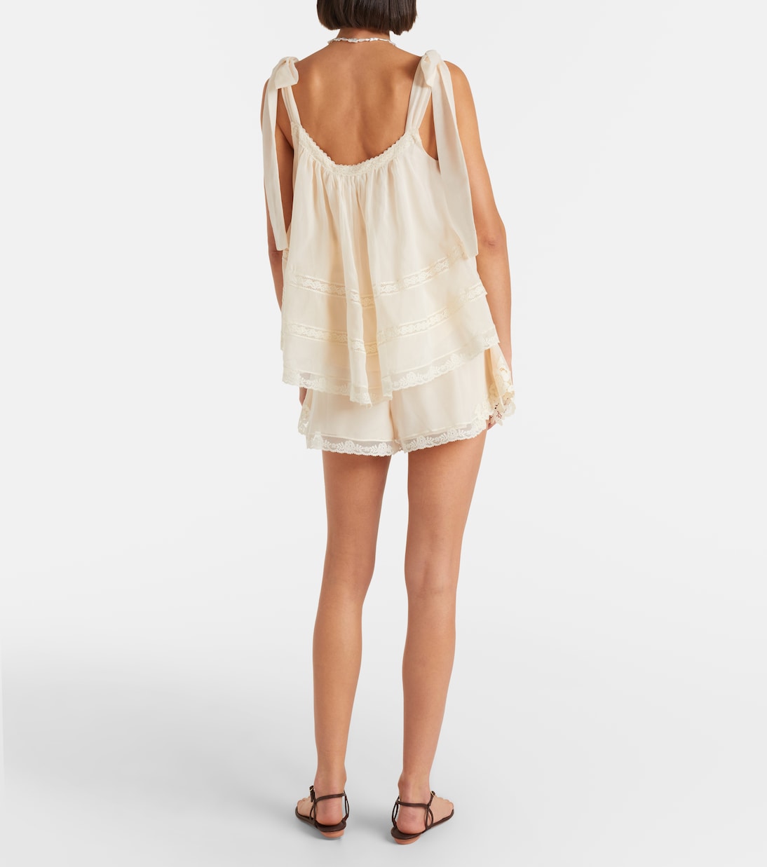 Awaken lace-trimmed cotton and silk shorts | Zimmermann