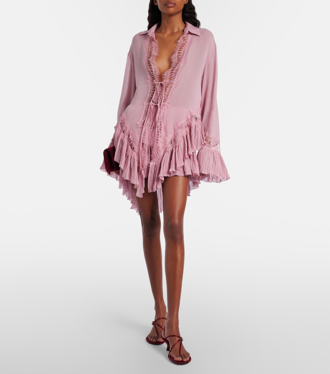 Plissé tiered georgette miniskirt | Blumarine