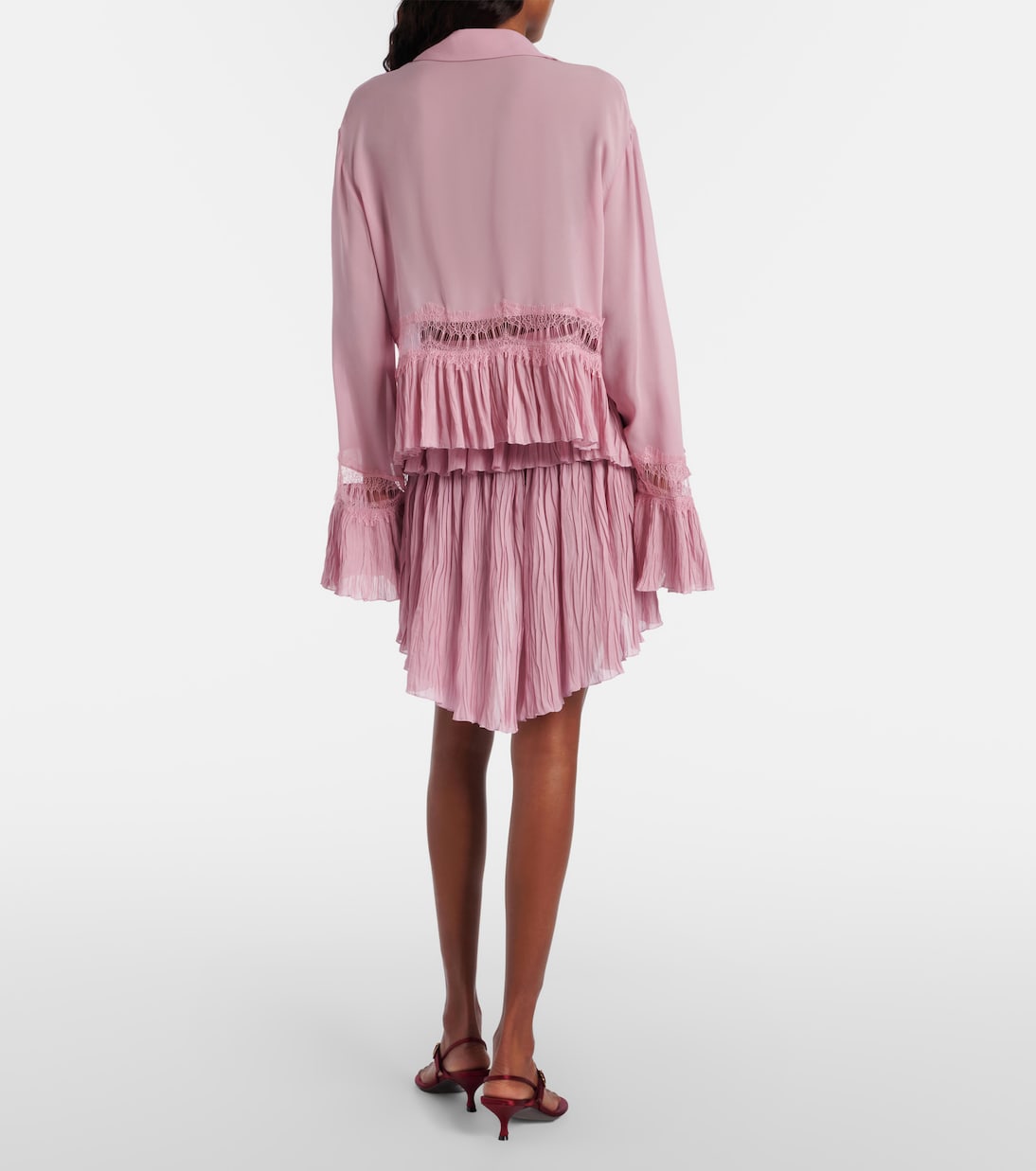 Plissé tiered georgette miniskirt | Blumarine