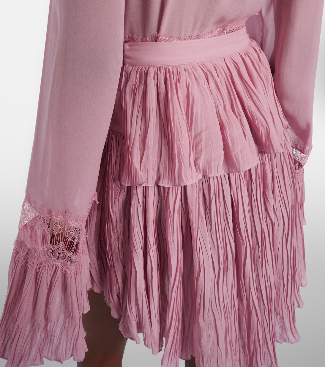 Plissé tiered georgette miniskirt | Blumarine