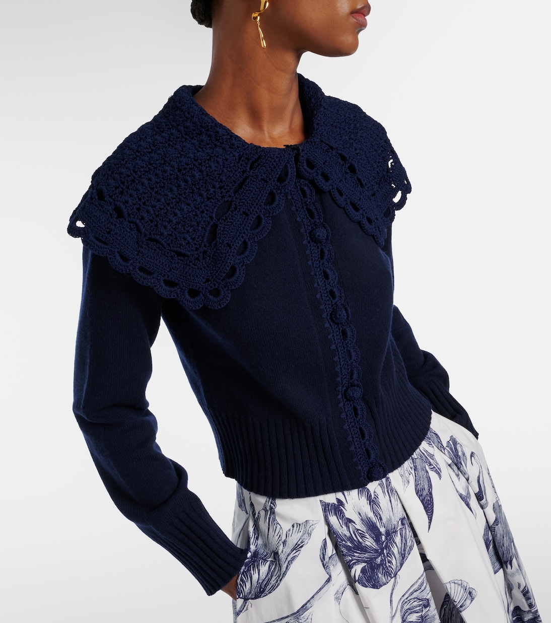 Crochet-trimmed wool-blend cardigan | Erdem