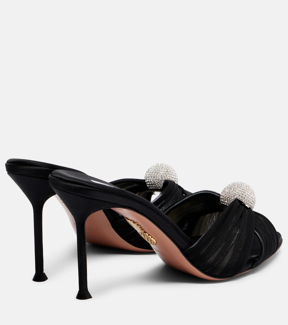 Pantoletten Mystery 85 aus Satin mit Leder | Aquazzura