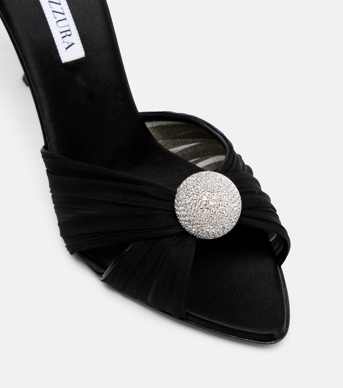 Pantoletten Mystery 85 aus Satin mit Leder | Aquazzura