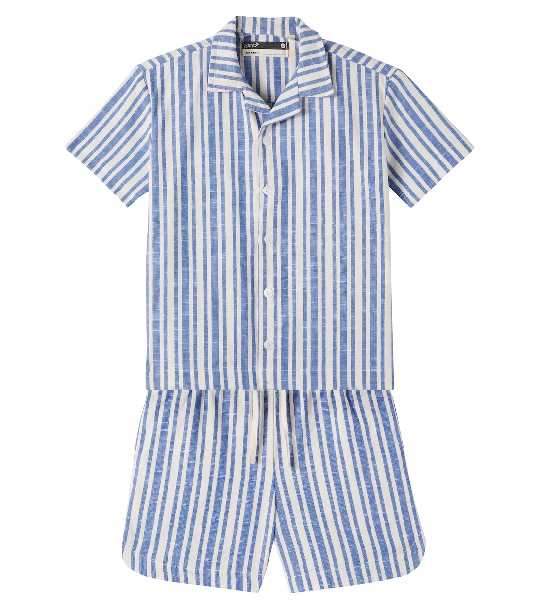 Striped cotton bowling shirt and shorts set | Fábula