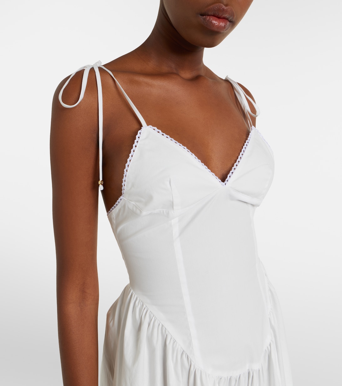 Abito lungo Paloma in popeline di cotone con pizzo | Bananhot