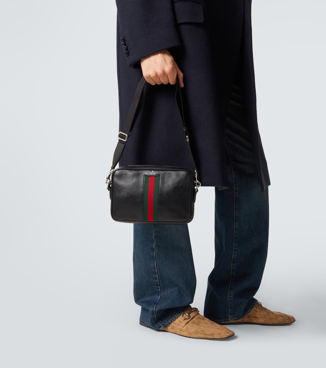 Web Trademark Small leather crossbody bag | Gucci