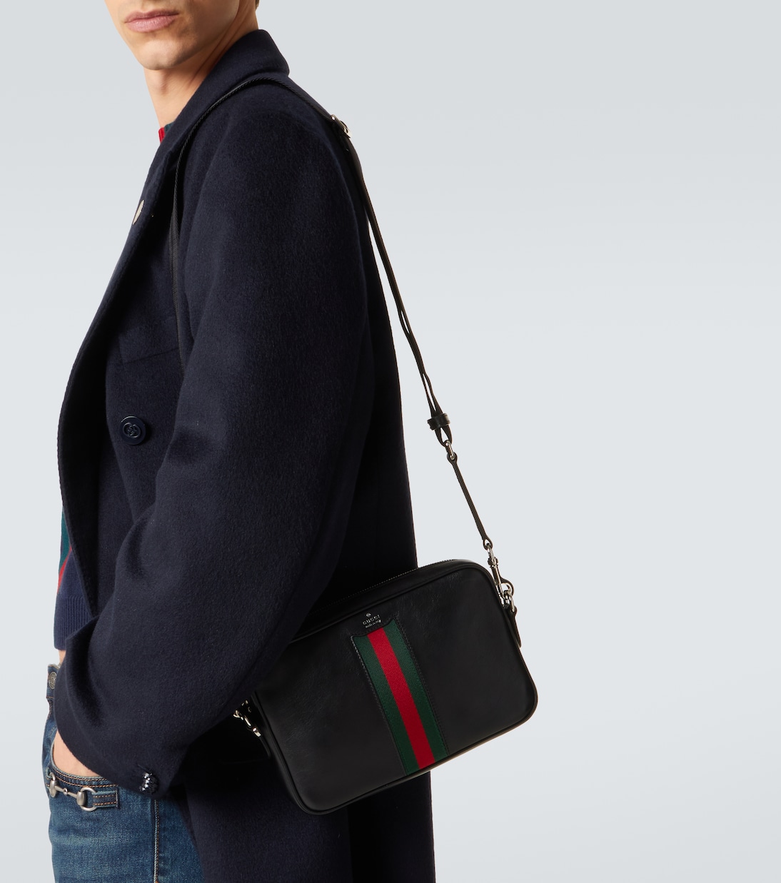 Web Trademark Small leather crossbody bag | Gucci