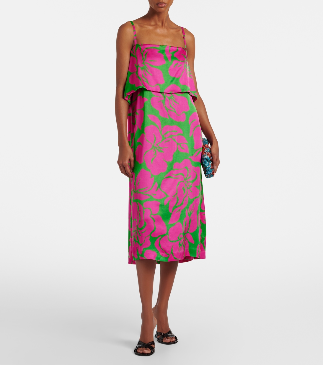 Floral satin midi dress | Dries Van Noten