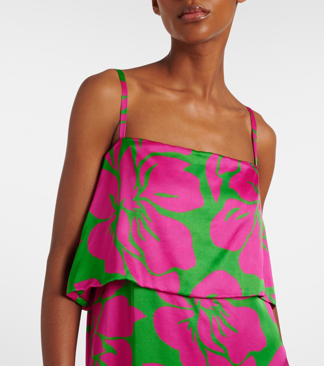 Floral satin midi dress | Dries Van Noten