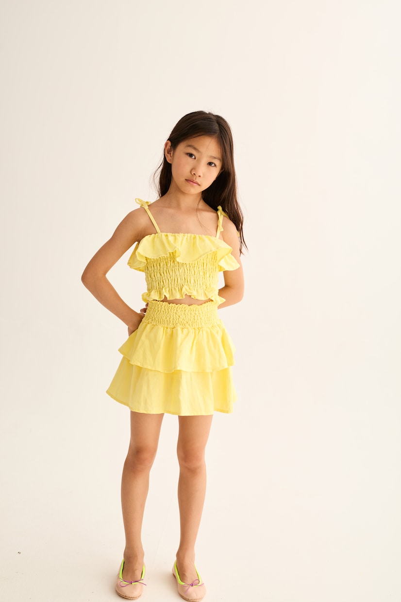 Bellis linen and cotton top and skirt set | Cozmo