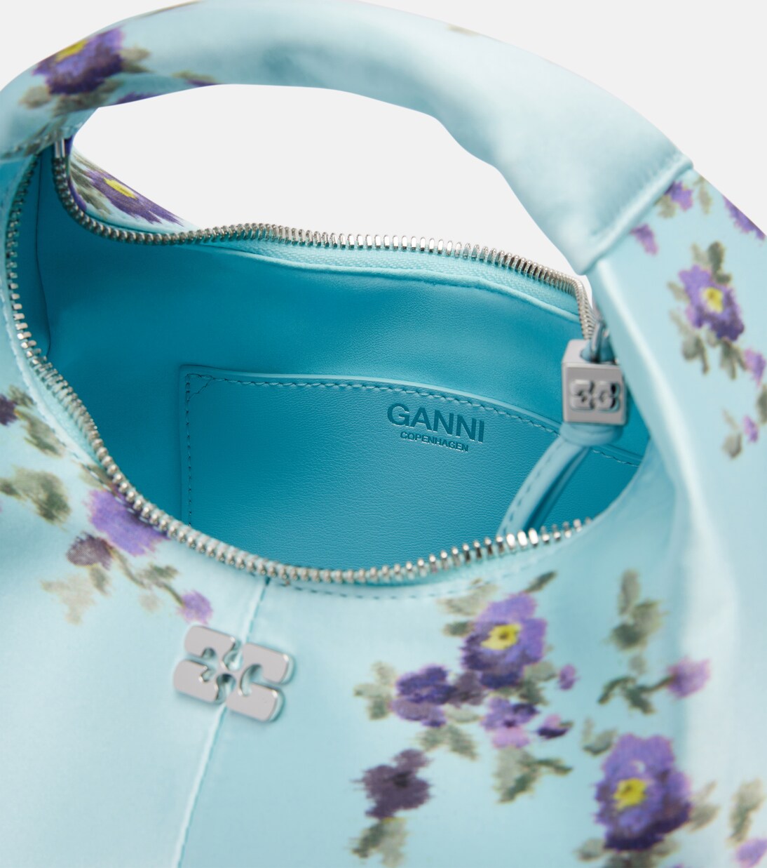 Mini floral satin top-handle bag | Ganni