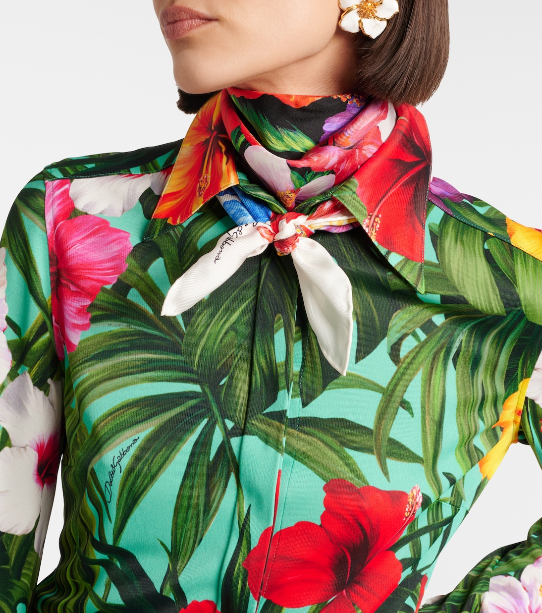 Pañuelo de sarga de seda floral | Dolce&Gabbana
