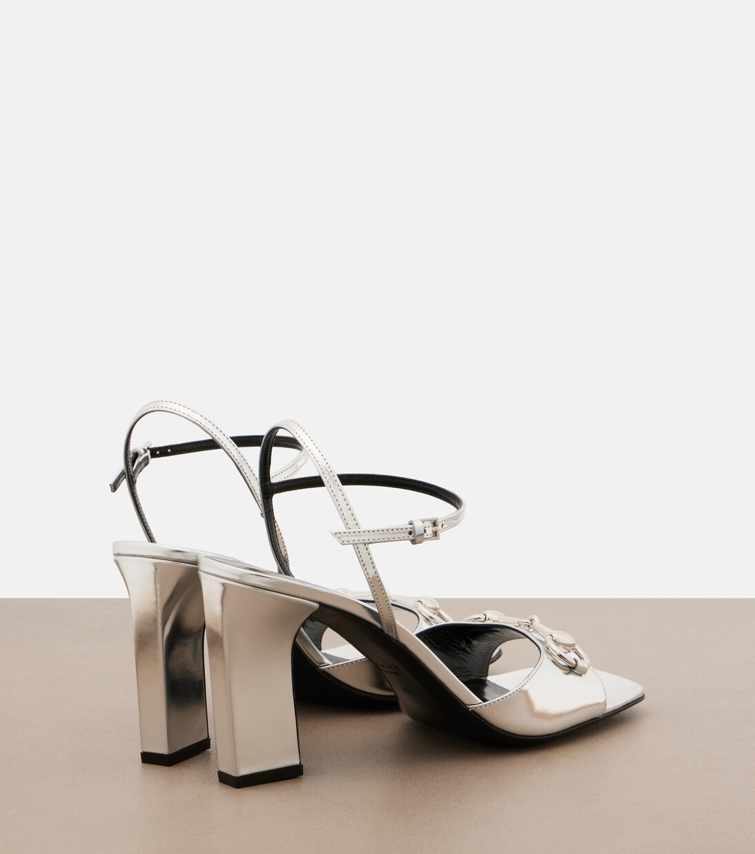 Signora Horsebit metallic leather sandals | Gucci