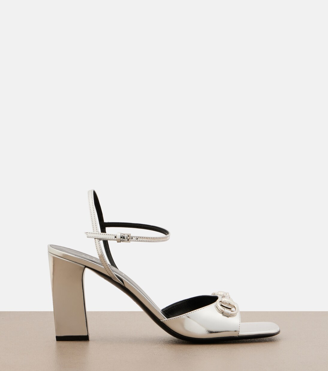 Signora Horsebit metallic leather sandals | Gucci