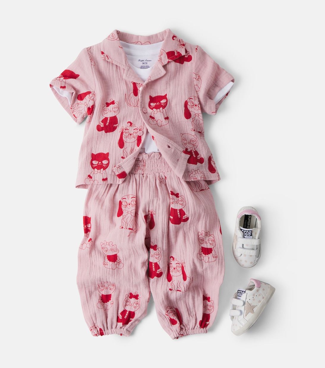 Baby Mini Babies cotton shirt and pants set | Mini Rodini