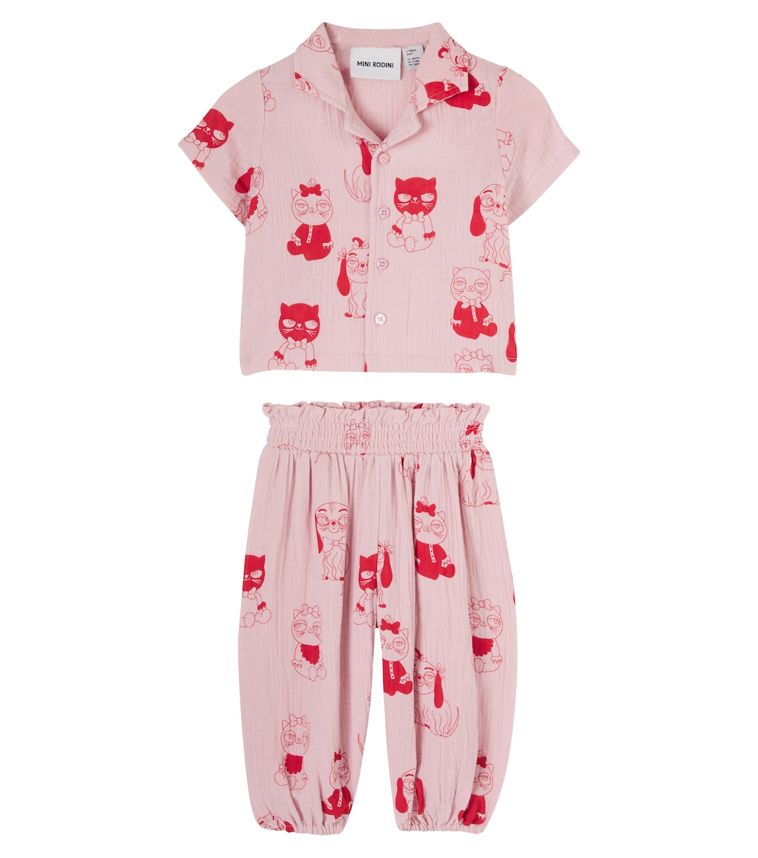 Baby Mini Babies cotton shirt and pants set | Mini Rodini
