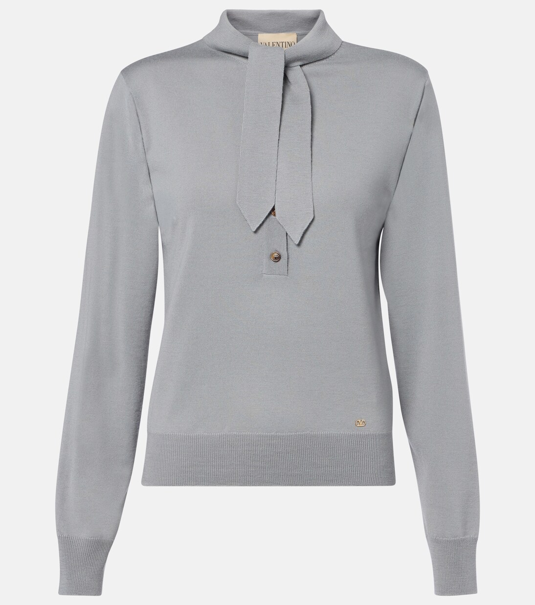 Tie-neck virgin wool sweater  | Valentino