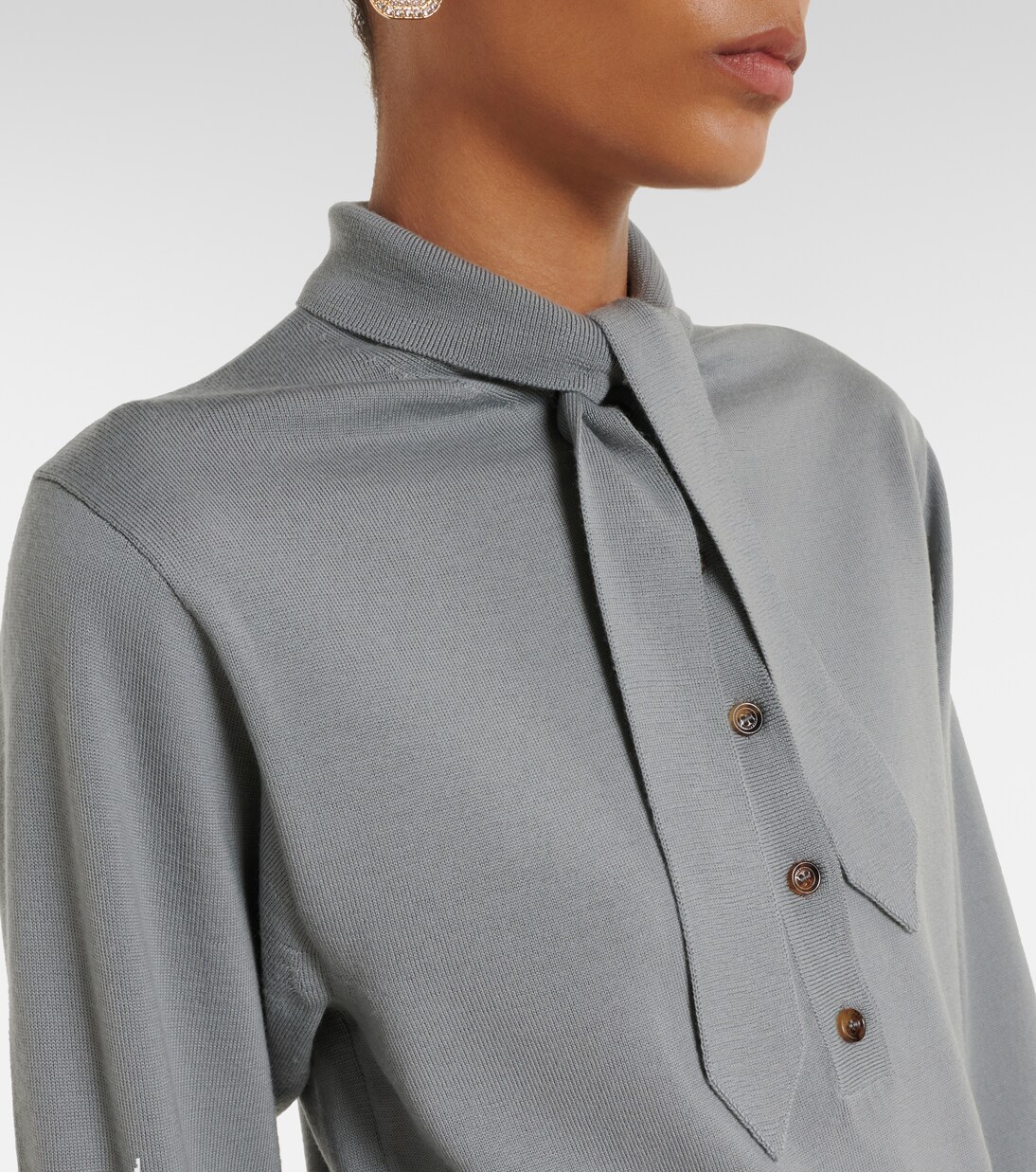Tie-neck virgin wool sweater  | Valentino