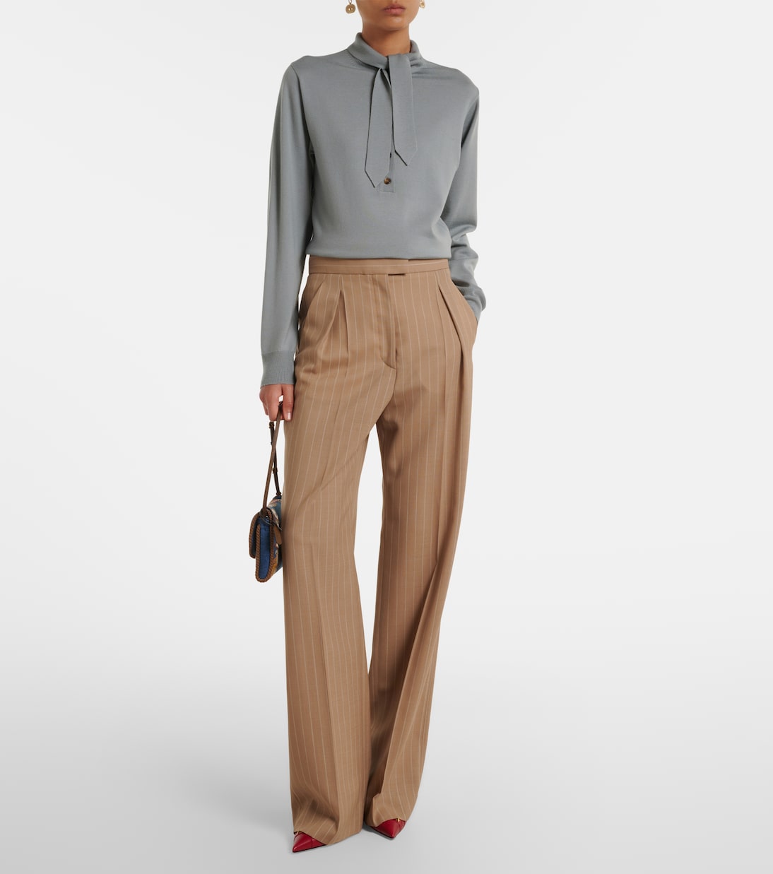 Tie-neck virgin wool sweater  | Valentino