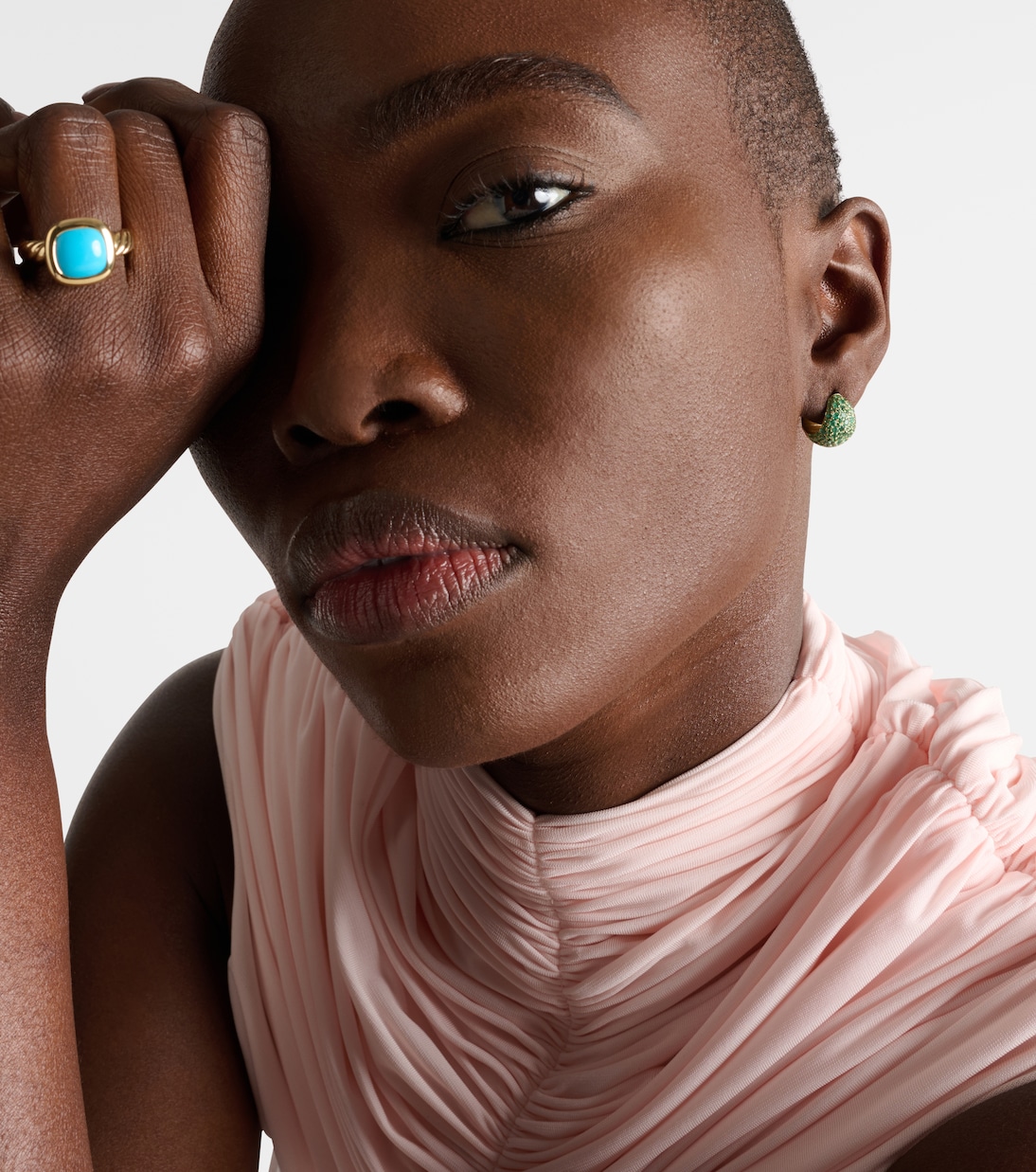 Icon Poppy 18kt gold hoop earrings with emeralds | Octavia Elizabeth