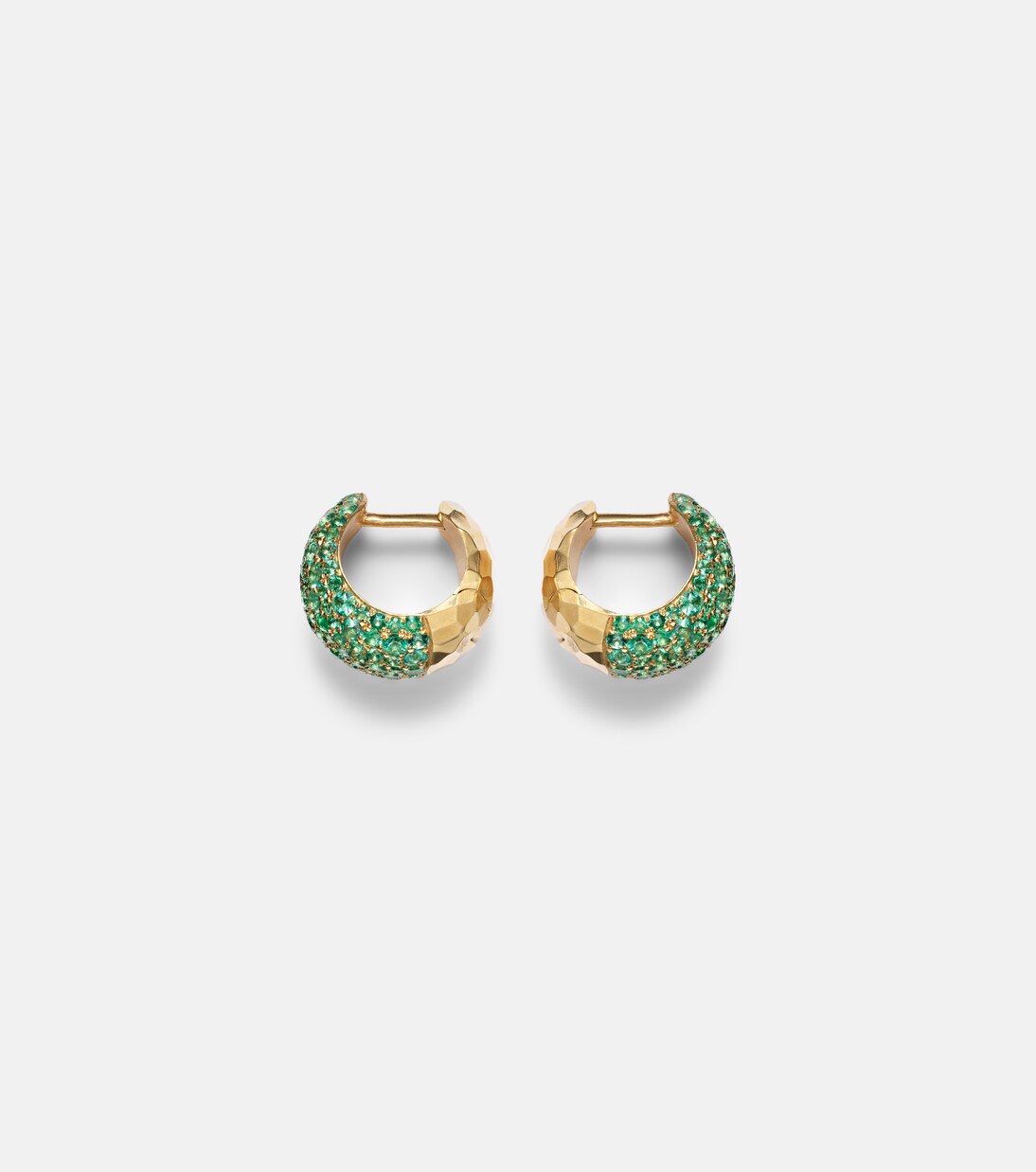 Icon Poppy 18kt gold hoop earrings with emeralds | Octavia Elizabeth