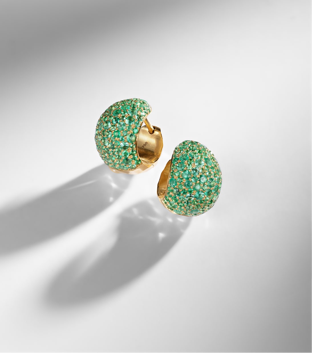 Icon Poppy 18kt gold hoop earrings with emeralds | Octavia Elizabeth