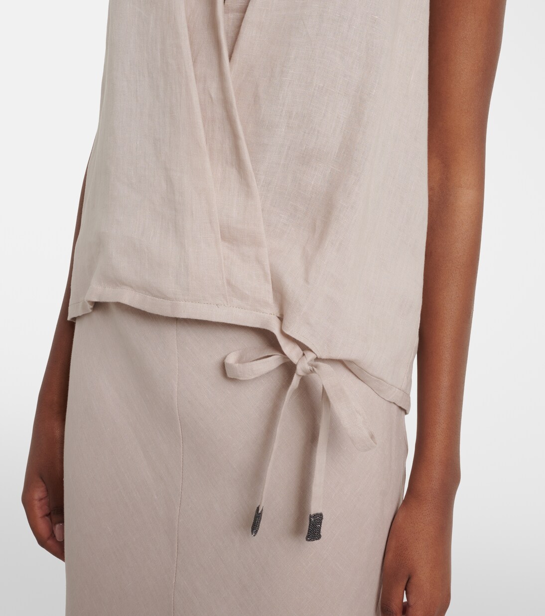 Monili halterneck linen wrap top | Brunello Cucinelli