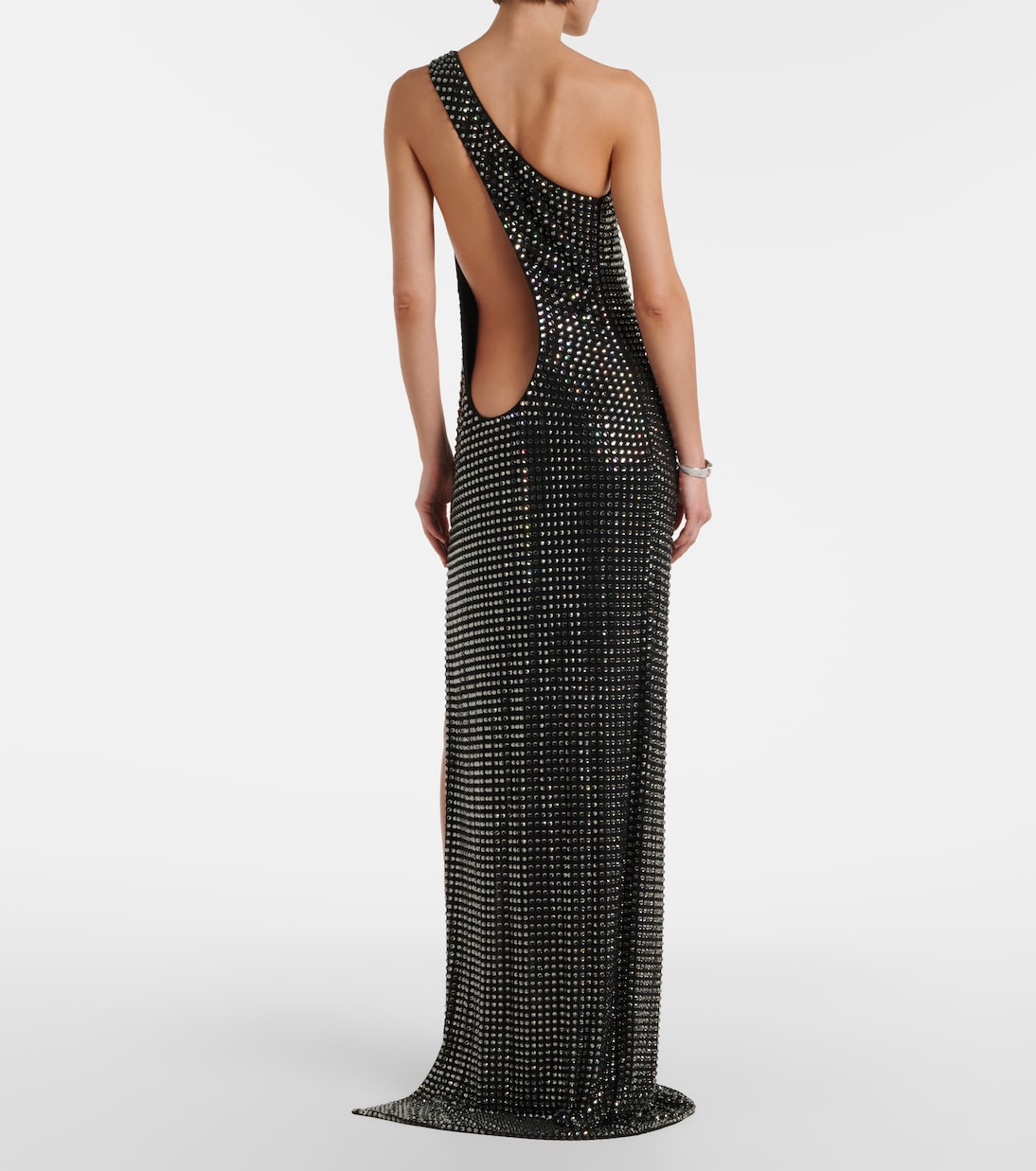One-Shoulder Robe aus Crêpe-Jersey mit Kristallen | Gucci