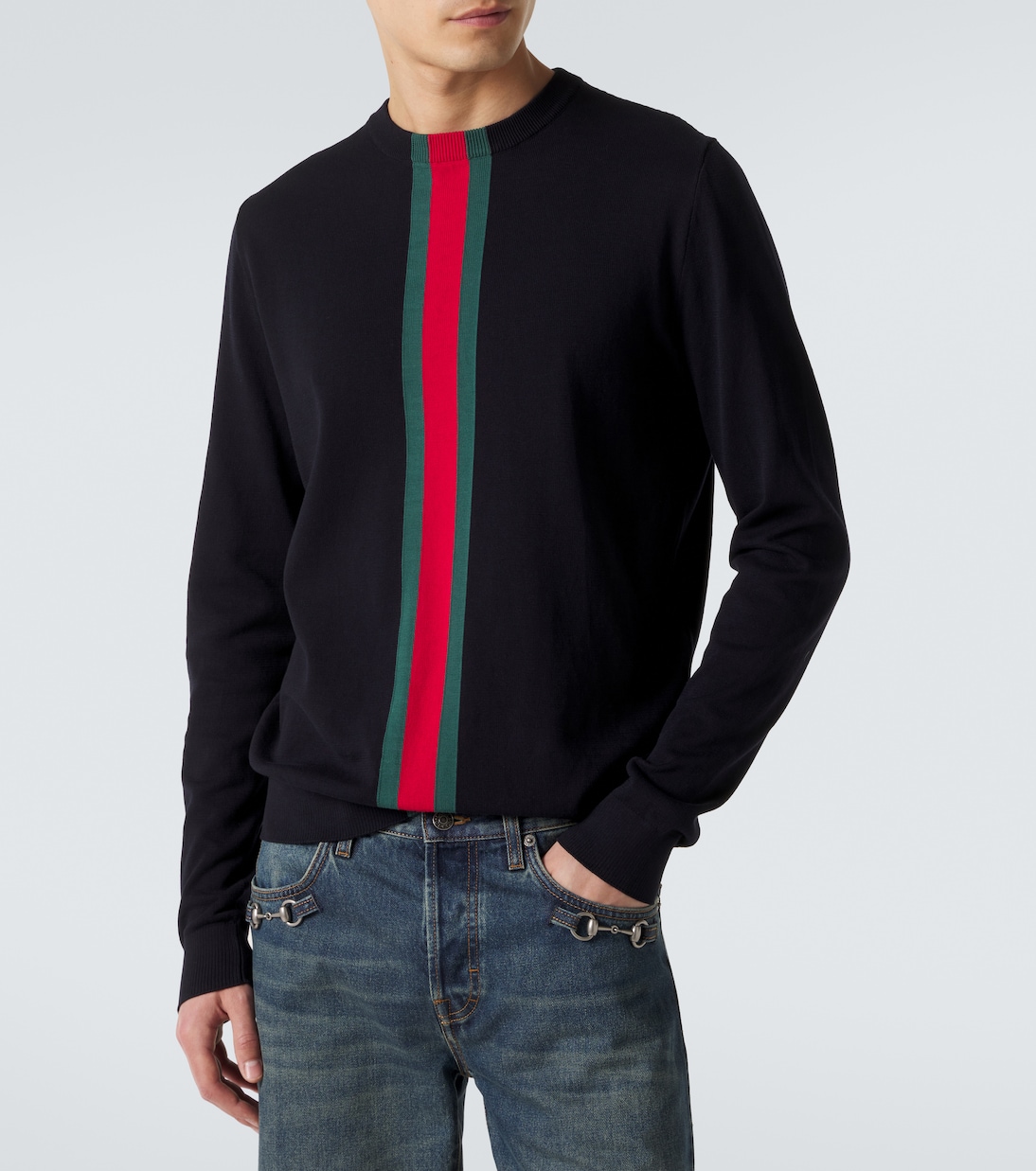 Web Stripe cotton sweater | Gucci