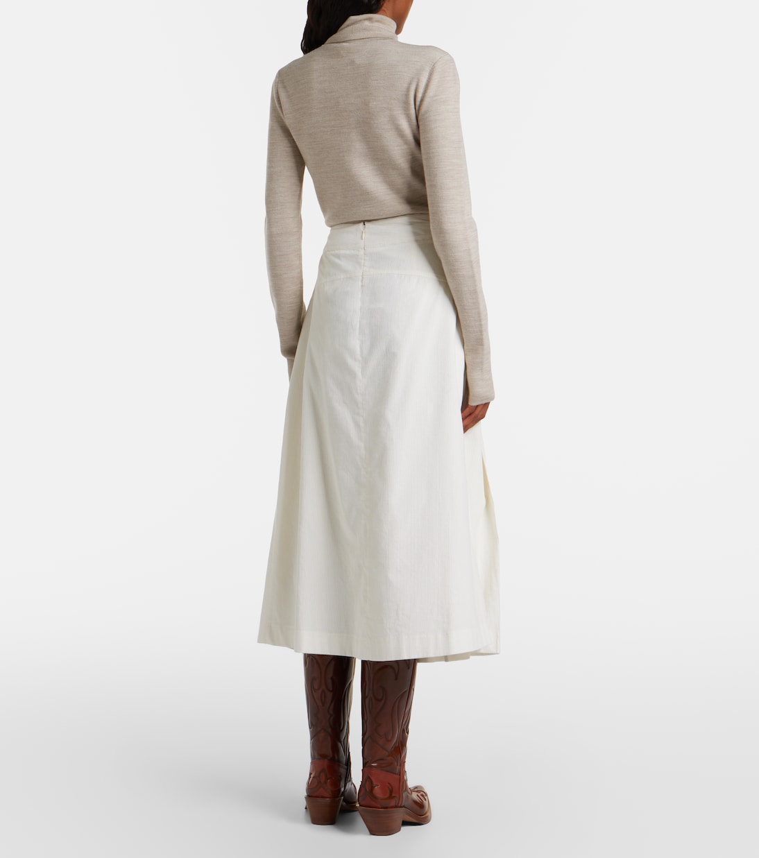 Wesley pleated cotton corduroy midi skirt | Gabriela Hearst