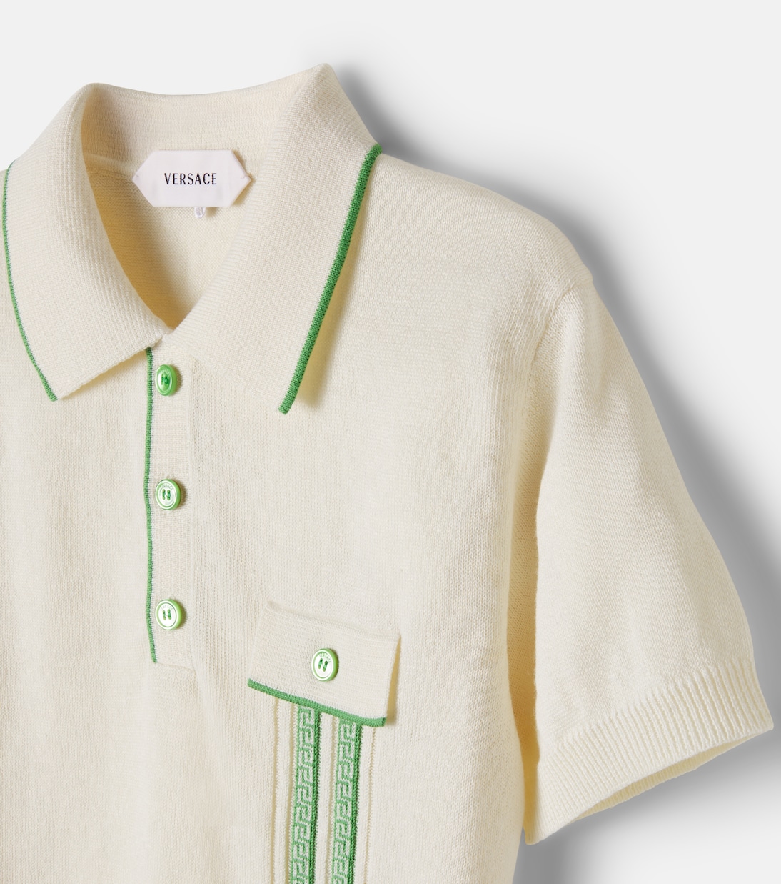 Greca linen and cotton polo shirt | Versace Kids