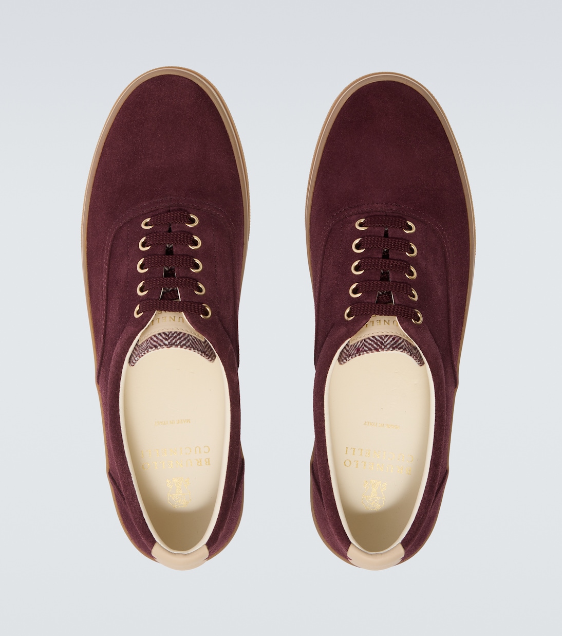 Leather-trimmed suede sneakers | Brunello Cucinelli