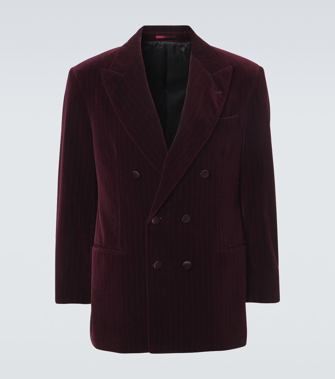 Blazer cruzado de terciopelo de algodón con raya diplomática | Brunello Cucinelli