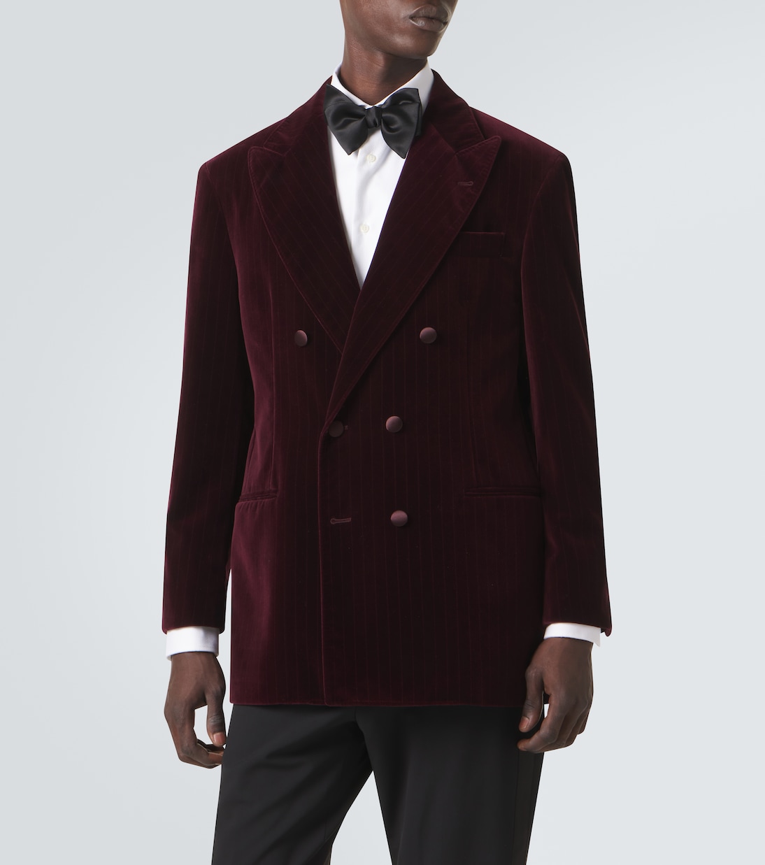 Blazer cruzado de terciopelo de algodón con raya diplomática | Brunello Cucinelli