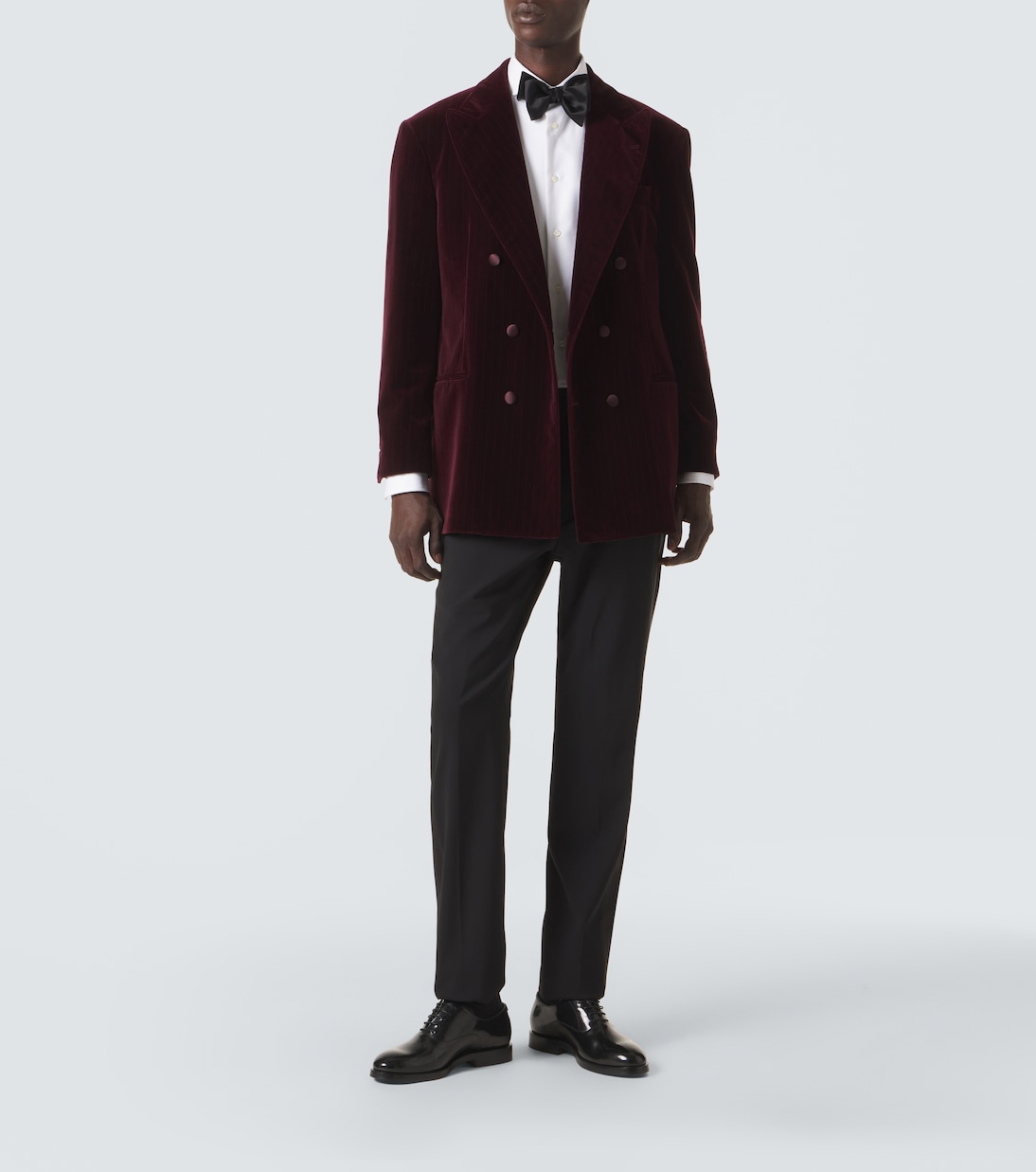 Blazer cruzado de terciopelo de algodón con raya diplomática | Brunello Cucinelli