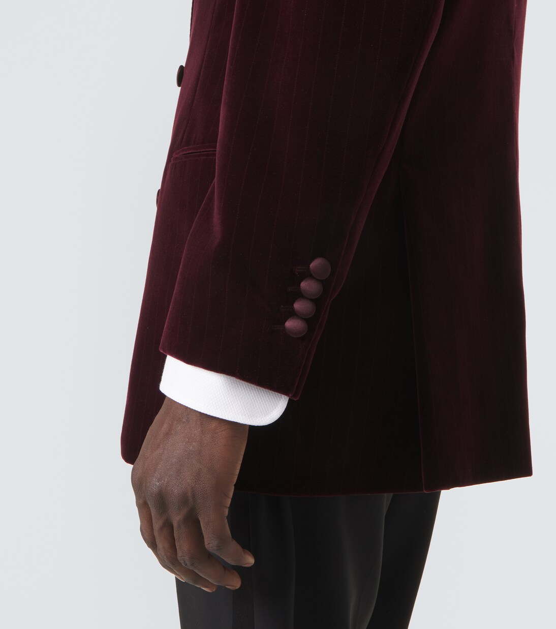 Blazer cruzado de terciopelo de algodón con raya diplomática | Brunello Cucinelli