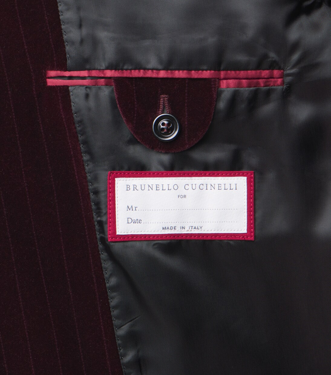 Blazer cruzado de terciopelo de algodón con raya diplomática | Brunello Cucinelli