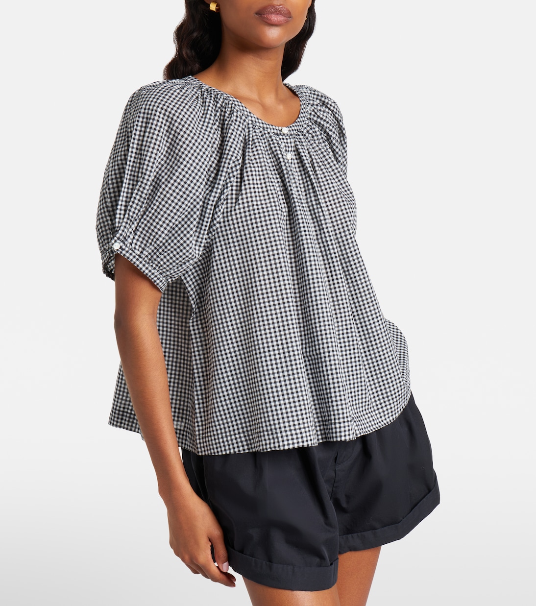 June gingham cotton-blend top | Dôen