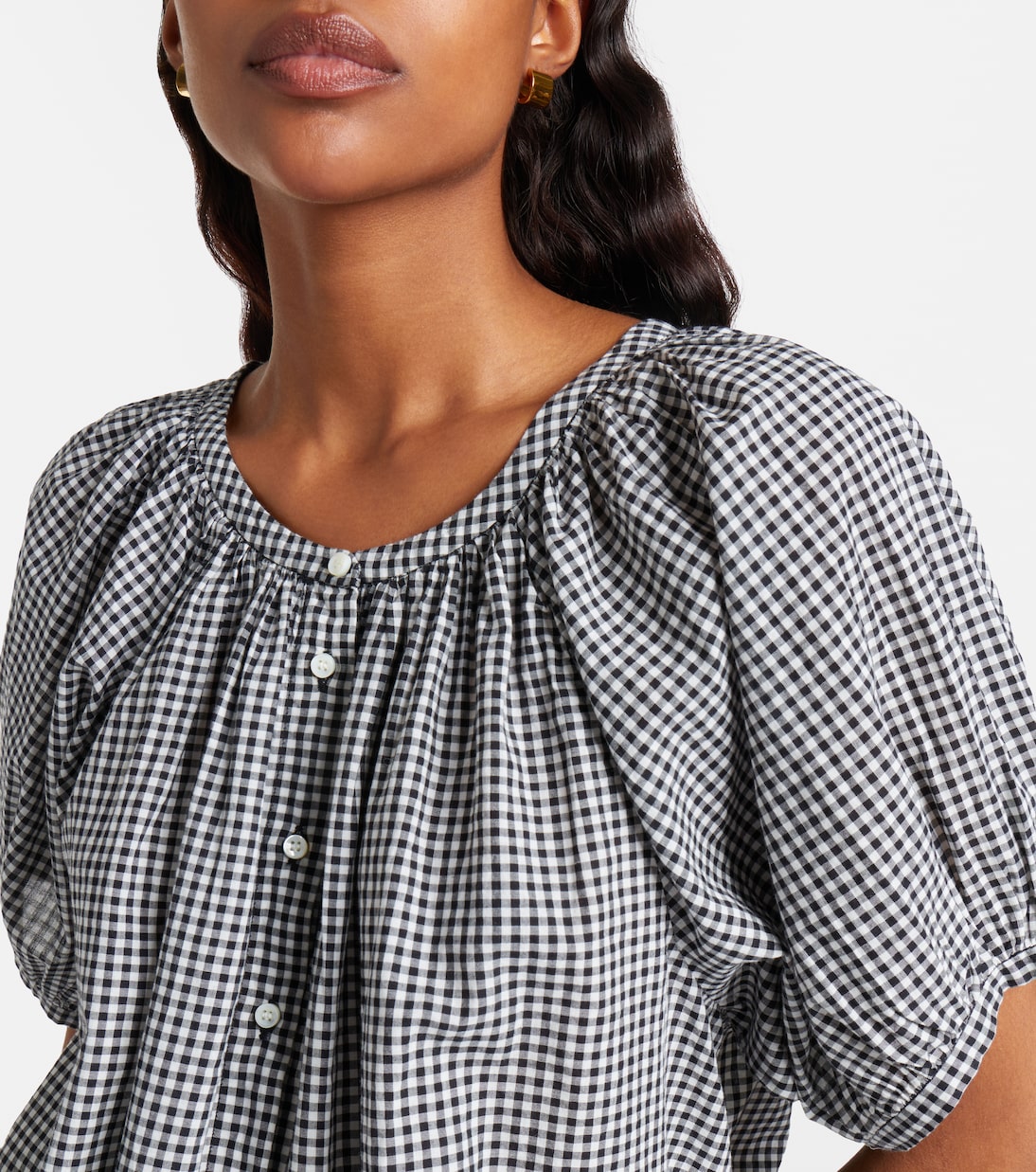 June gingham cotton-blend top | Dôen