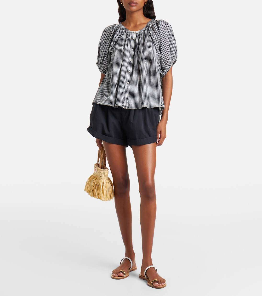 June gingham cotton-blend top | Dôen