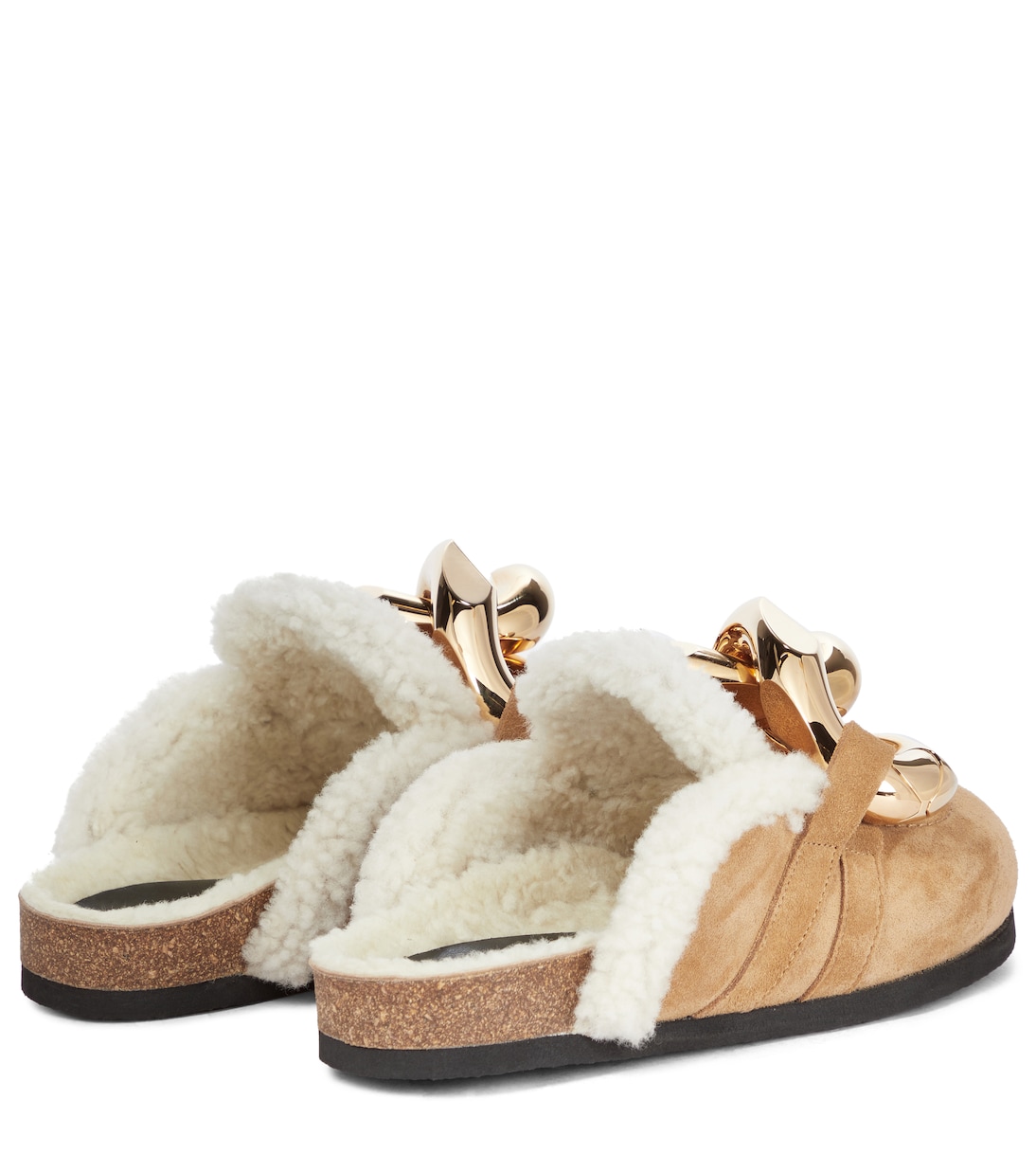 Embellished shearing and suede slippers | JW Anderson