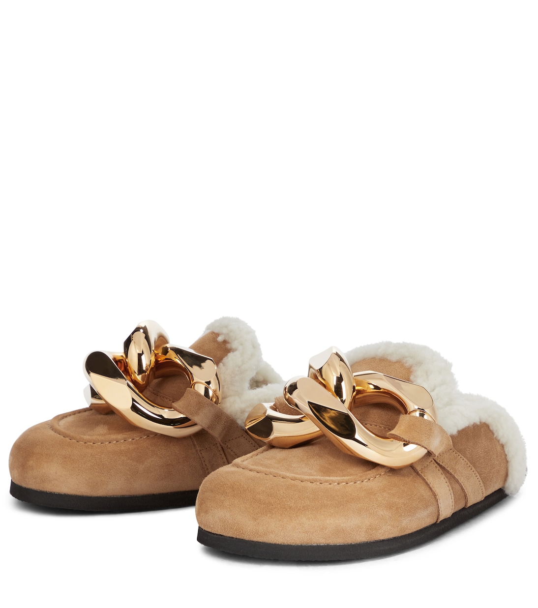 Embellished shearing and suede slippers | JW Anderson
